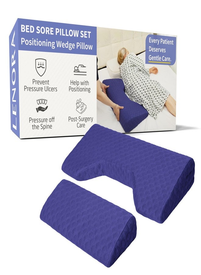 Lenora Bed Sore Pillow Set, Positioning Wedge Pillow with Extra Auxiliary Pillow, Bed Sore Cushion with Non-Skid Fabric, Prevent BedSores, Provide Comfort for Bedridden Patients, Dark Slate Blue - Image 1