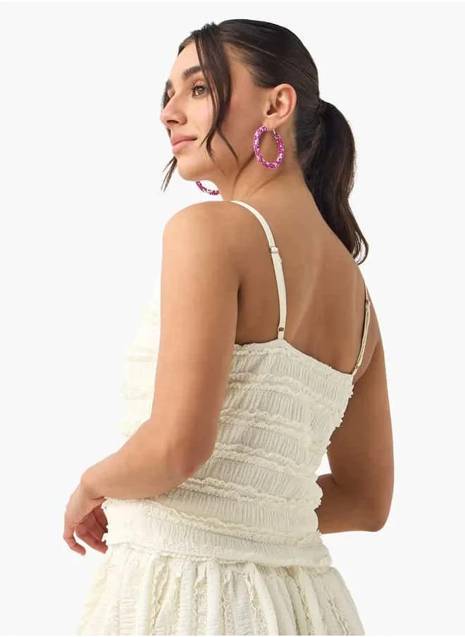 2Xtremz 2Xtremz Textured Sleeveless Top with V-neck