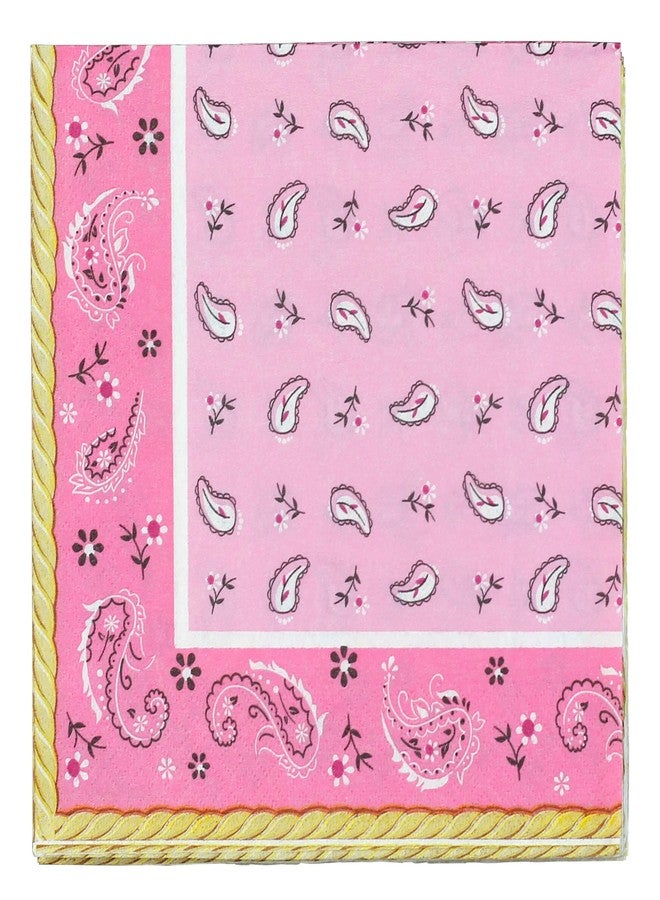 Iconikal 48-Count Dinner Party Paper Napkins, Happy Birthday Pink Bandana Cowboy Western Themed - Image 2
