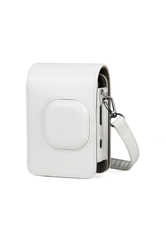 Generic Suitable For Fuji Polaroid Mini Liplay Camera Bag Artistic Fresh Protective Case PU Storage Solid Color Crossbody-Color:Pearlescent White (opp Bag)  - Image 1
