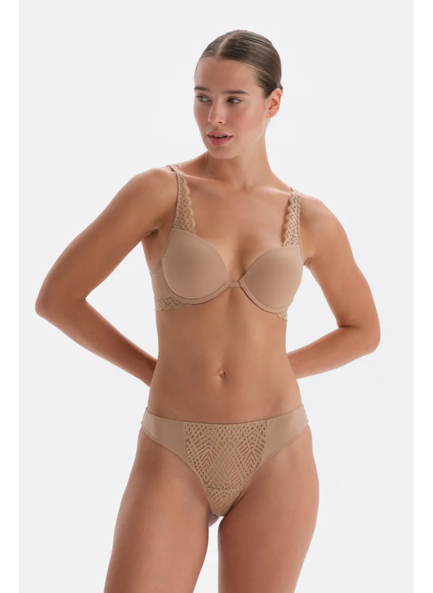 داجي Dark Skin Lace Detail Premium Basic Thong Panties