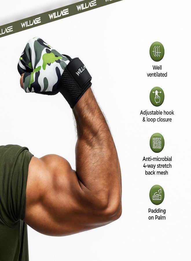 WILLAGE Gym Gloves for Men & Women, Gym Gloves with Wrist Support, Camouflage Pattern, Breathable Workout Gloves for Men & Women, Weightlifting Training Exercise Fitness Gloves - Image 3