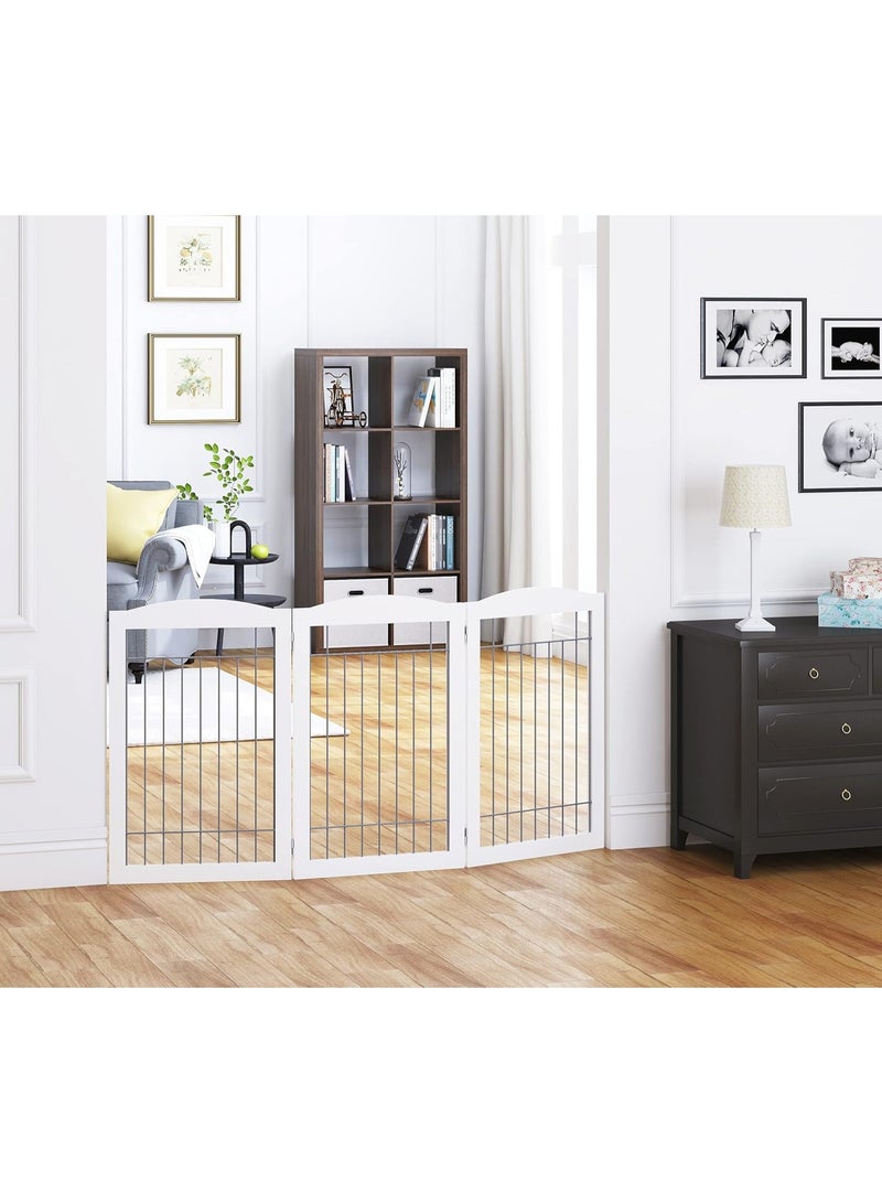 Spirich Freestanding Wire Pet Gate for Dogs – 60-Inch Extra-Wide Tall Dog Gate for House, Doorways, and Stairs – Portable Puppy Safety Barrier with Silver Metal Wire Design - Image 3