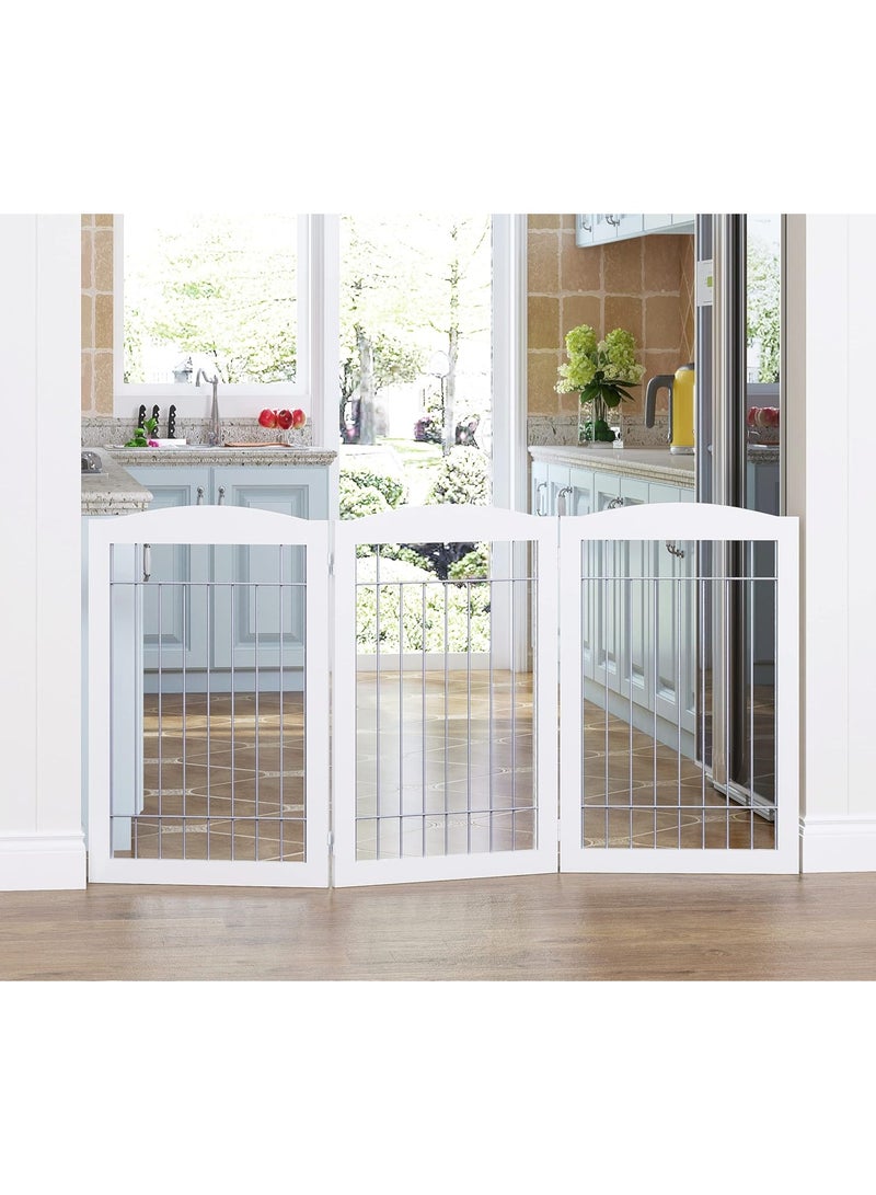 Spirich Freestanding Wire Pet Gate for Dogs – 60-Inch Extra-Wide Tall Dog Gate for House, Doorways, and Stairs – Portable Puppy Safety Barrier with Silver Metal Wire Design - Image 2