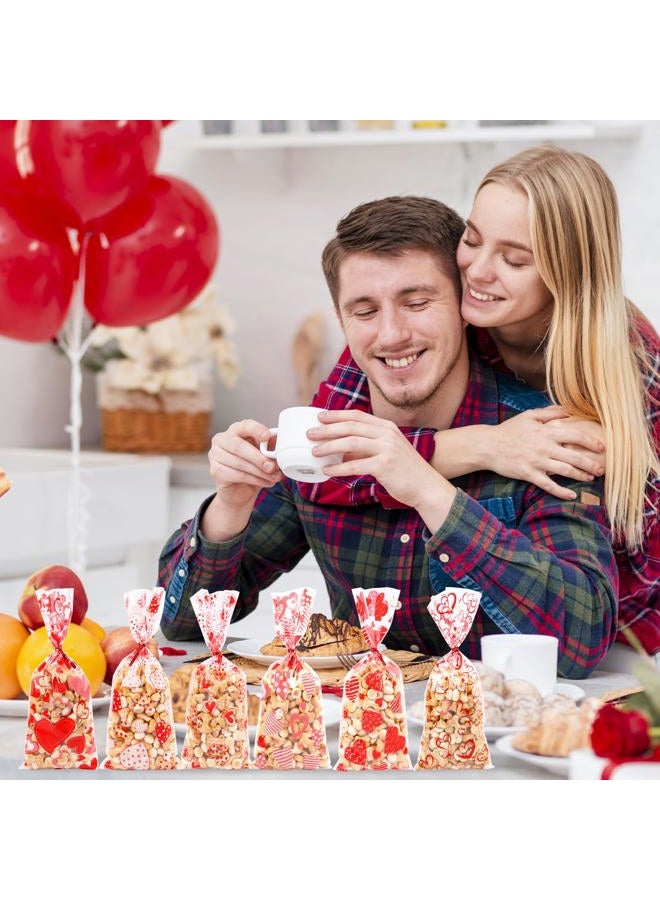 FOIMAS 180pcs Valentine's Day Cellophane Treat Bags,Heart Candy Goodie Bags Cookie Bag with Twisted Ties for Valentines Day Party Supply - Image 5