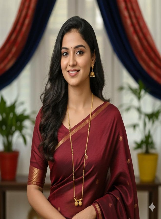 قلادة مانجالسوترا فاتي طويلة تقليدية مطلية بالذهب من AAIKU ماهاراشترا، مصقولة بدقة متناهية، للنساء والفتيات، سلسلة مجوهرات عصرية (36 بوصة) - Image 2