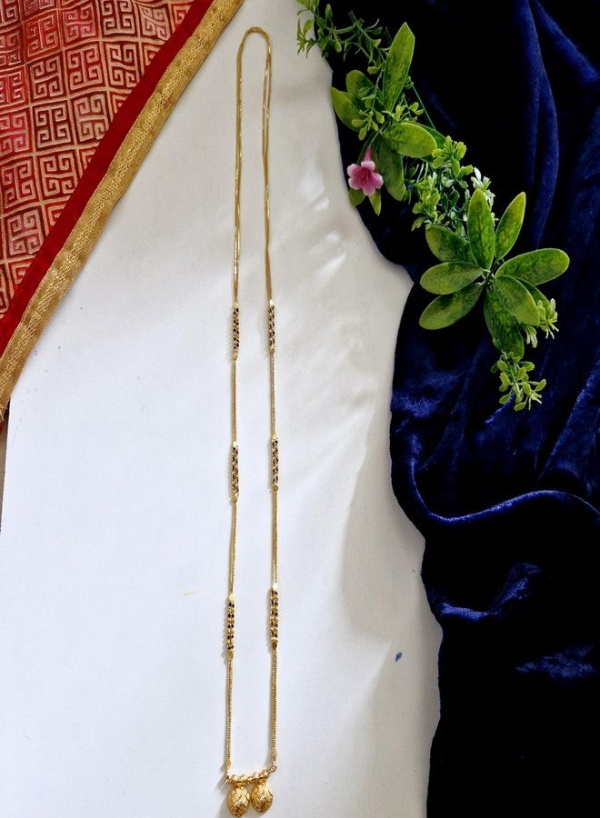 قلادة مانجالسوترا فاتي طويلة تقليدية مطلية بالذهب من AAIKU ماهاراشترا، مصقولة بدقة متناهية، للنساء والفتيات، سلسلة مجوهرات عصرية (36 بوصة) - Image 5