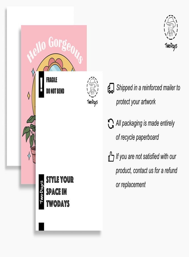 TwoDays Pink Girly Dorm Room Decor, Retro Hello Gorgeous Quote Posters for Girls Vanity, Y2k Frog Wall Art, Positivity Prints for Bedroom, Bathroom.(12" X 16", UNFRAMED) - Image 3