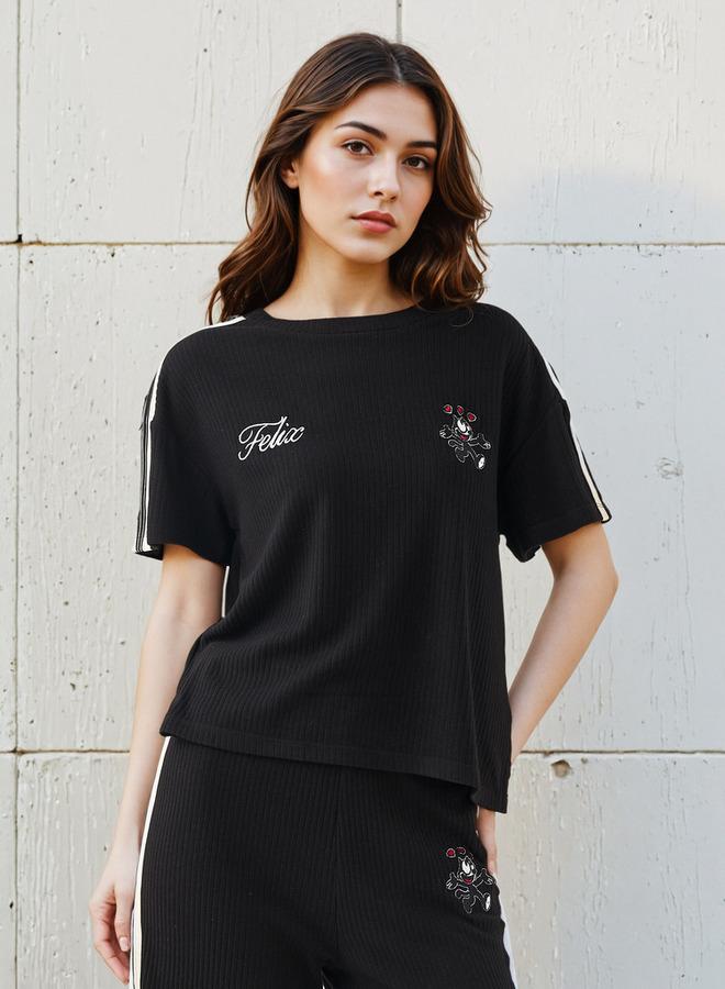 SP Characters T-shirt With Felix Embroidered Detail Viscose Blend - Image 1