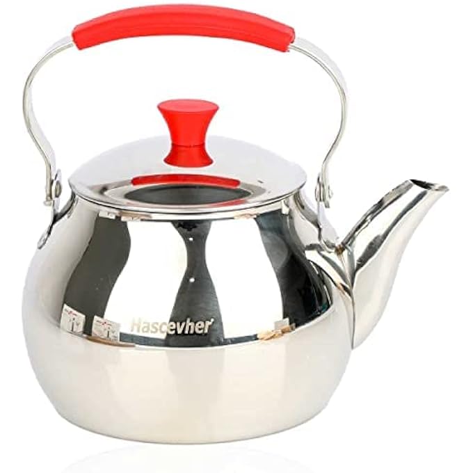 هاسيفير إبريق شاي من الفولاذ المقاوم للصدأ، غلاية شاي، غلاية شاي على الموقد، إبريق شاي بمقبض مقاوم للحرارة، مولانا 10 لتر - Image 4