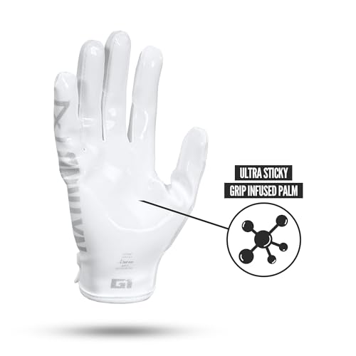 NXT NXTRND Nxtrnd G1 Pro Mens Football Gloves Adult Sticky Receiver Gloves White Medium - Image 3