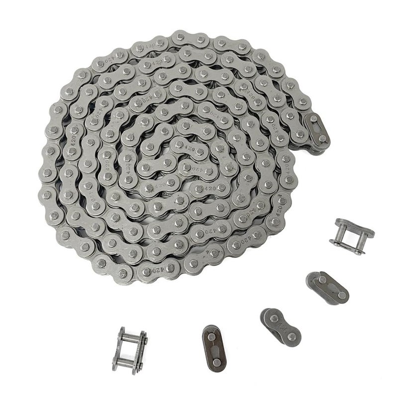 AZSSMUK 420 Motorcycle Chain Carbon Steel Material 5 Connecting Links420 Standard Roller Chain for 110cc 125cc Dirt Pit Bike ATV Quad Go Kart Scooter 90 Link
