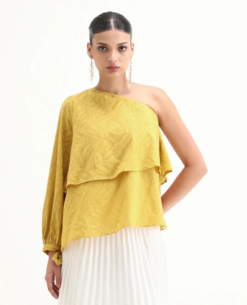 Rareism Women's One Shoulder Layered Top