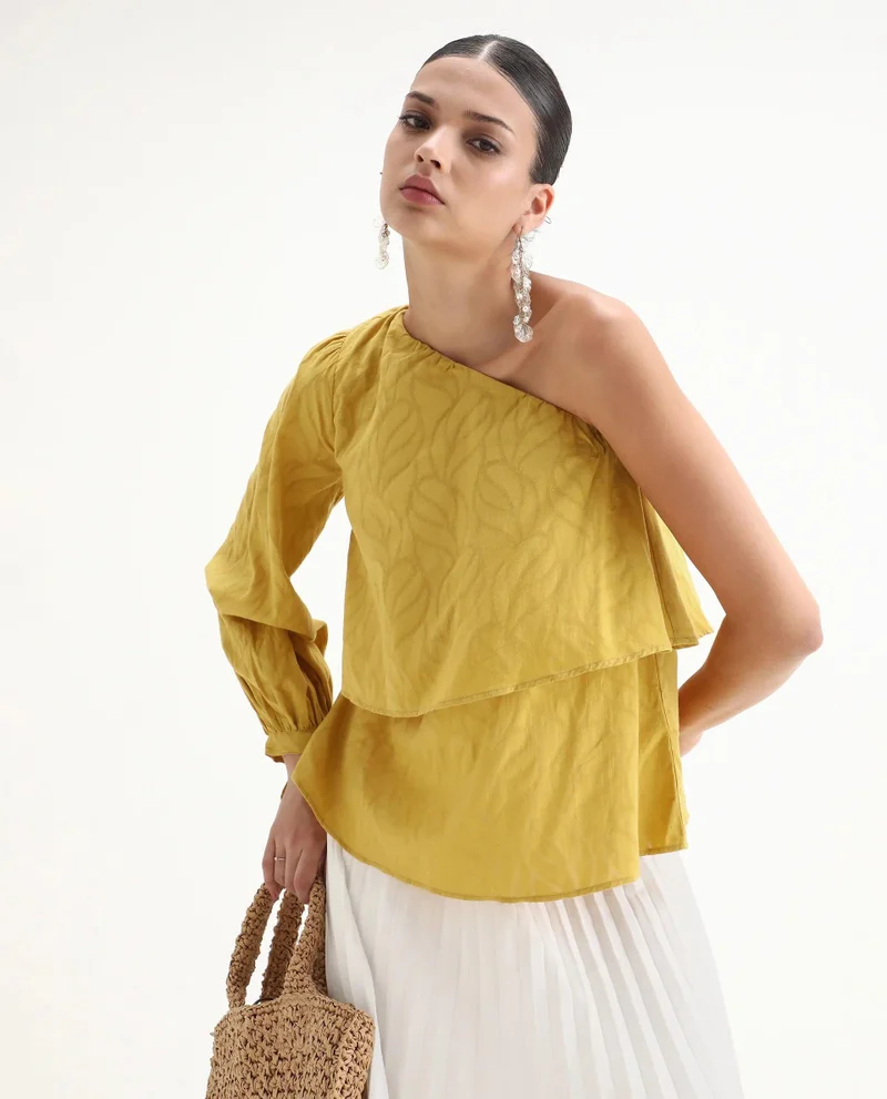 Rareism Women's One Shoulder Layered Top
