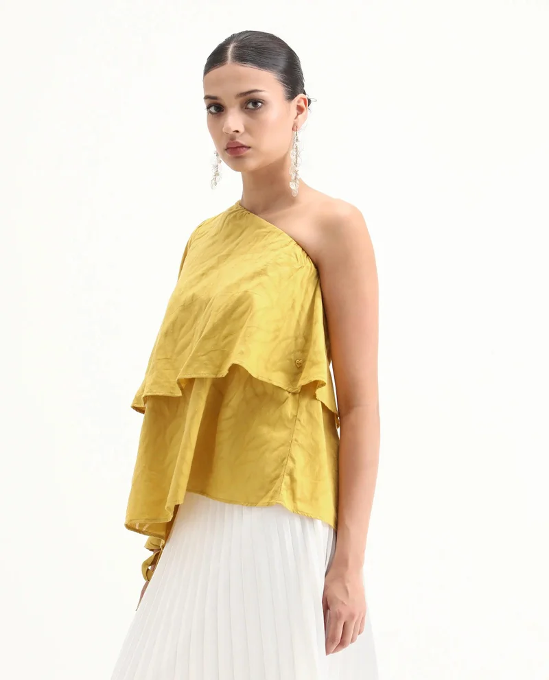 Rareism Women's One Shoulder Layered Top