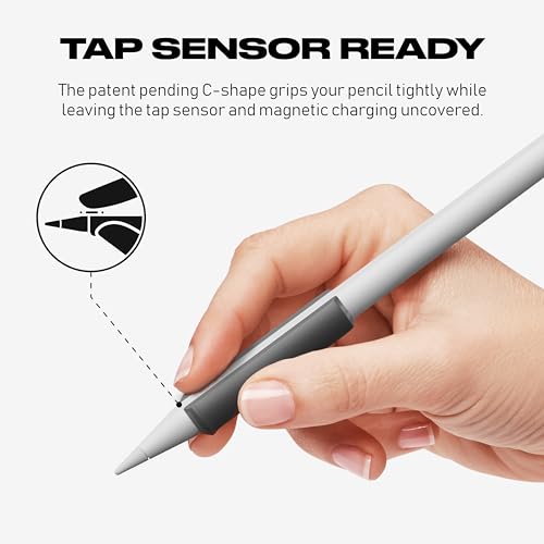 FUSE Apple Pencil Grip - Compatible with Apple Pencil Pro and Gen 2 Stylus for Procreate Drawing, Writing - Designed for Magnetic Charging and Double Tap Sensor (White, Black) - Image 2