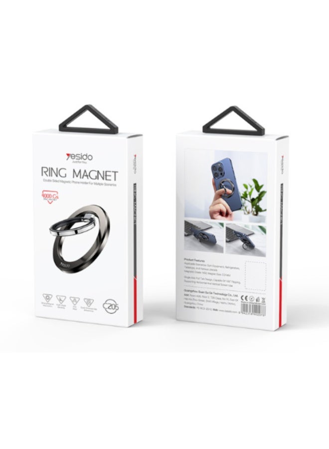 Yesido C205 Metal Folding Ring Phone Holder - Built-in N52 Magnets Double Ring - 360 Free Rotation. - Image 5