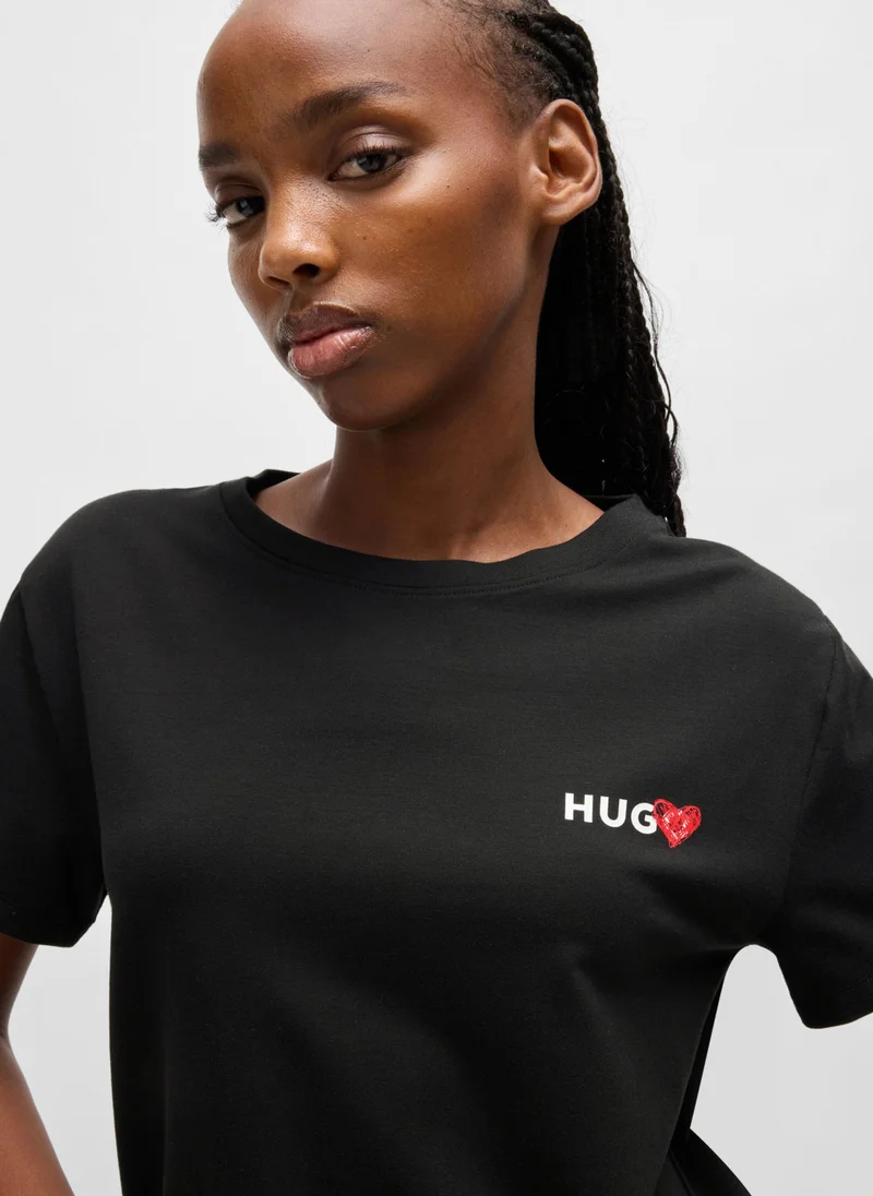 HUGO Modal-blend pyjama T-shirt with seasonal logo print