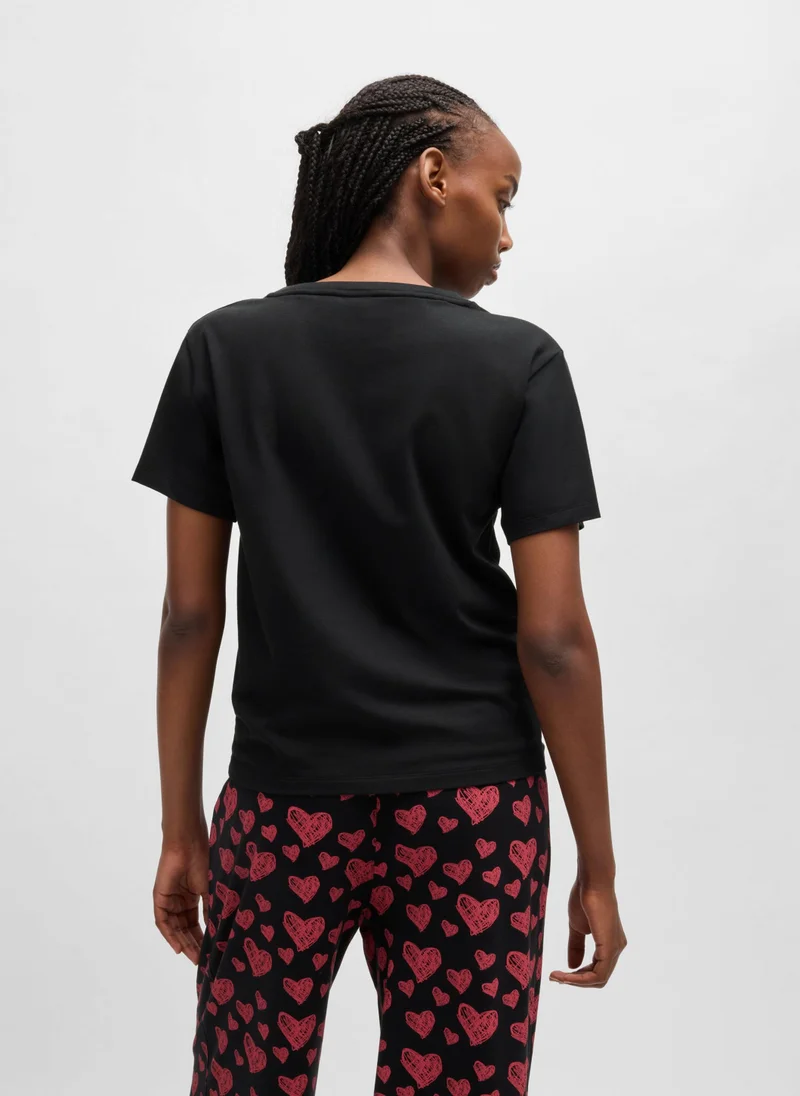 HUGO Modal-blend pyjama T-shirt with seasonal logo print