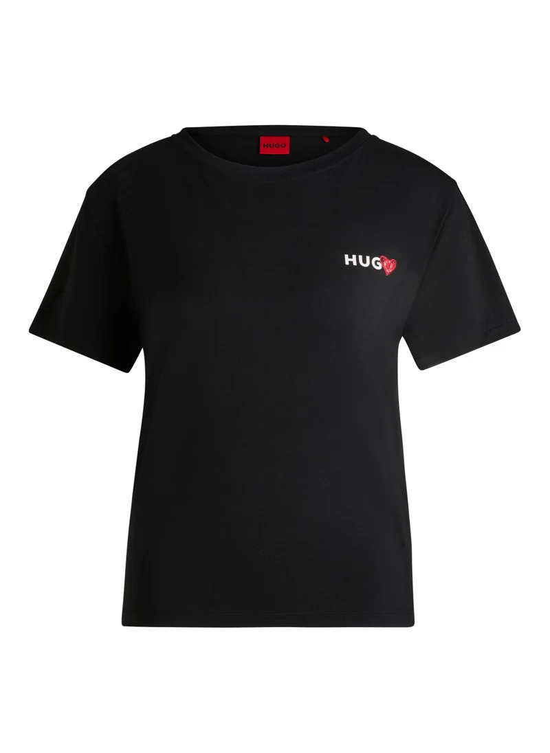 HUGO Modal-blend pyjama T-shirt with seasonal logo print