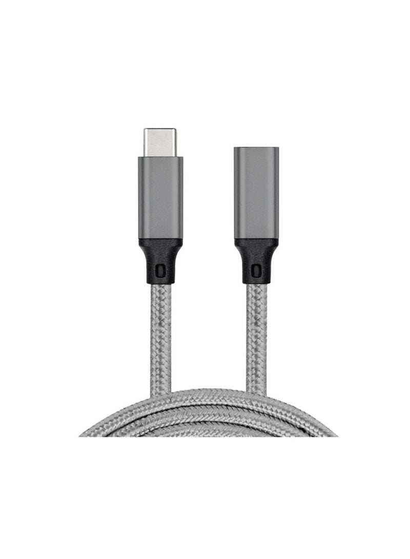 USB C Extension Cable 2m/6.5ft, USB 3.1 Gen2 10Gbps Type C Male to Female Thunderbolt 3 Charging Cable, 4K Video Extend Cord Compatible with MacBook Pro, iPad Pro, USB C HUB, Grey