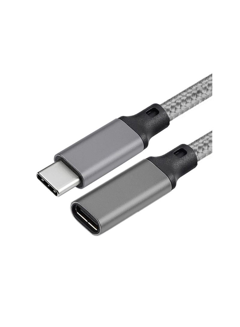 USB C Extension Cable 2m/6.5ft, USB 3.1 Gen2 10Gbps Type C Male to Female Thunderbolt 3 Charging Cable, 4K Video Extend Cord Compatible with MacBook Pro, iPad Pro, USB C HUB, Grey