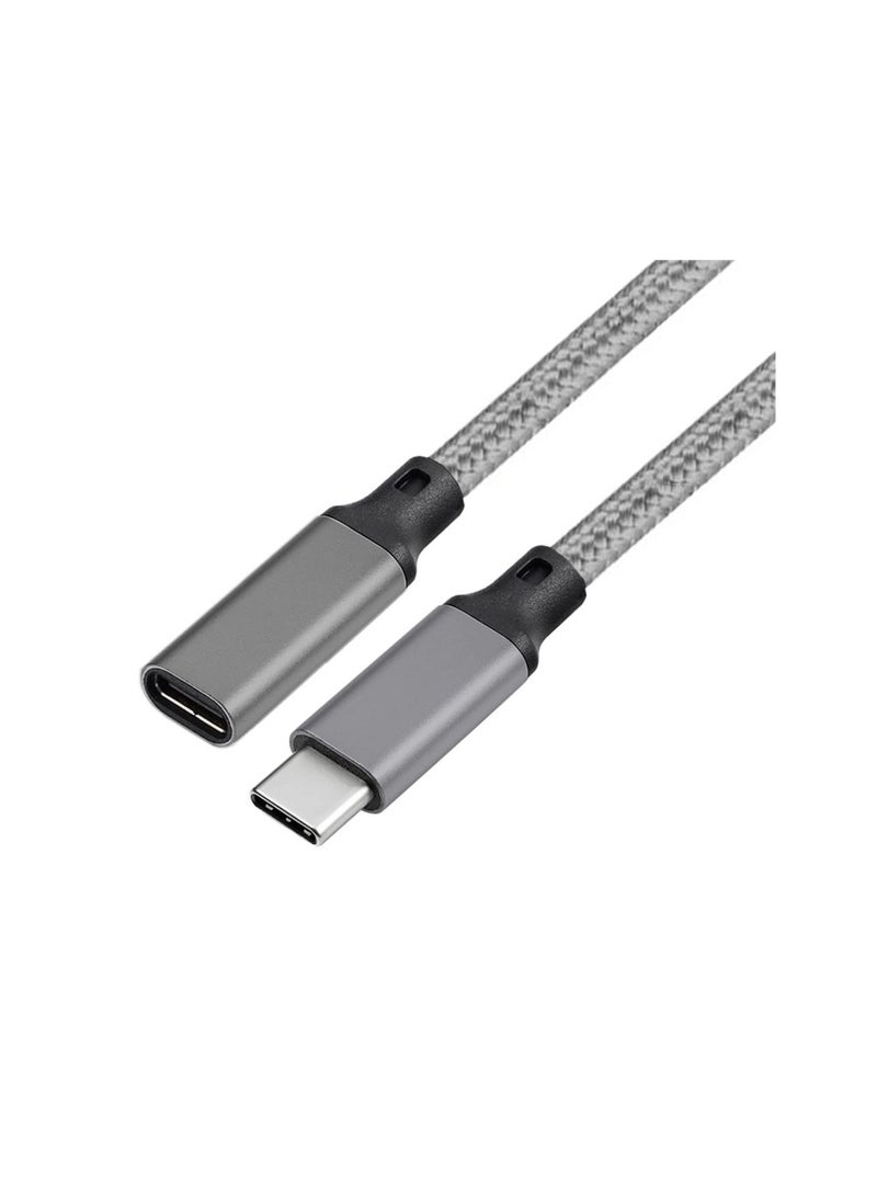USB C Extension Cable 2m/6.5ft, USB 3.1 Gen2 10Gbps Type C Male to Female Thunderbolt 3 Charging Cable, 4K Video Extend Cord Compatible with MacBook Pro, iPad Pro, USB C HUB, Grey