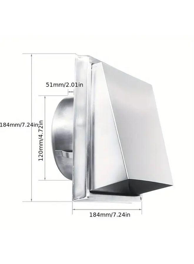 1pc Stainless Steel Wall Vent Cover Non Return Flap Weather Resistant Outdoor Dryer - Image 4