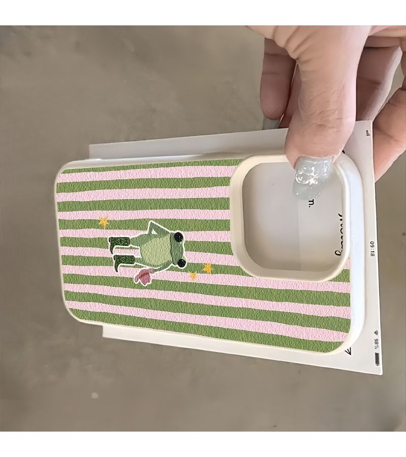 Mixed Color Cute Striped Frog Lychee Texture Phone Case For iPhone 12 Pro Max - Image 3