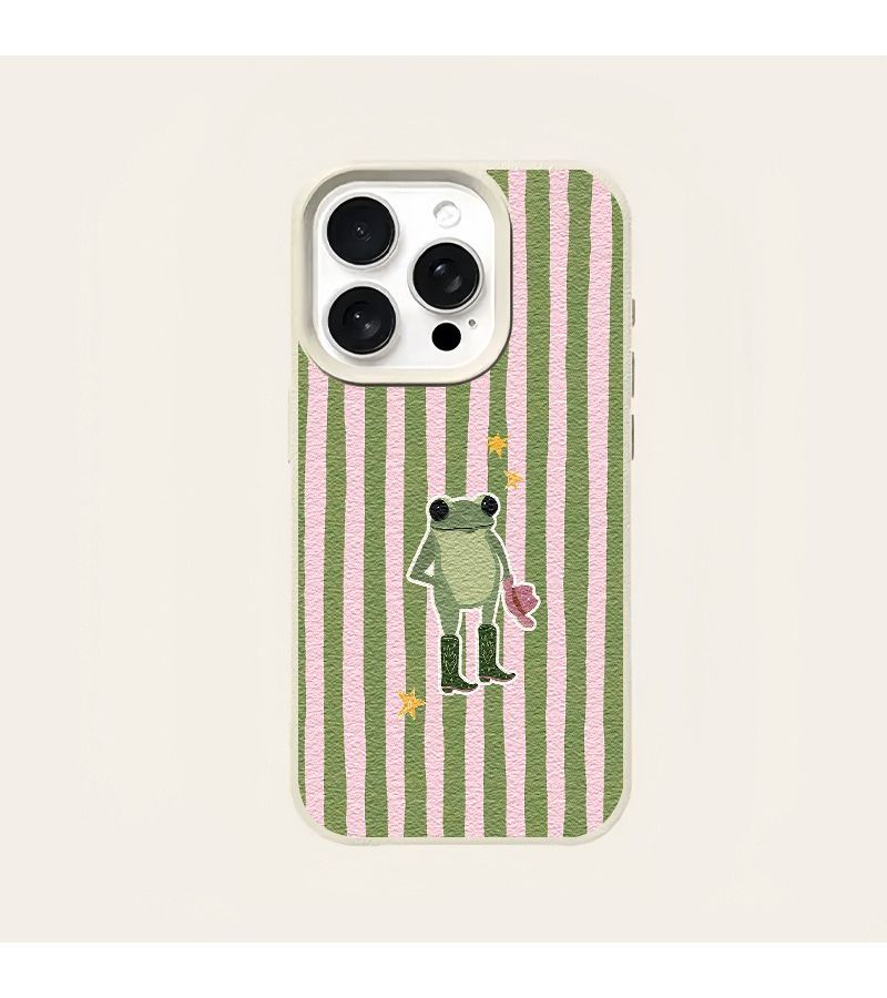 Mixed Color Cute Striped Frog Lychee Texture Phone Case For iPhone 12 Pro Max - Image 5
