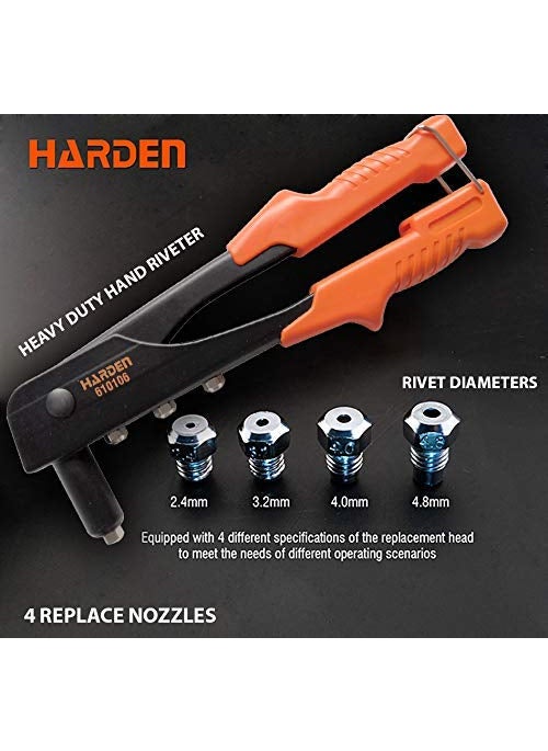 Harden Harden 105 Hand Riveter Rivet with 4 Replaceable Nozzles Professional Heavy Duty 610106  - Image 5