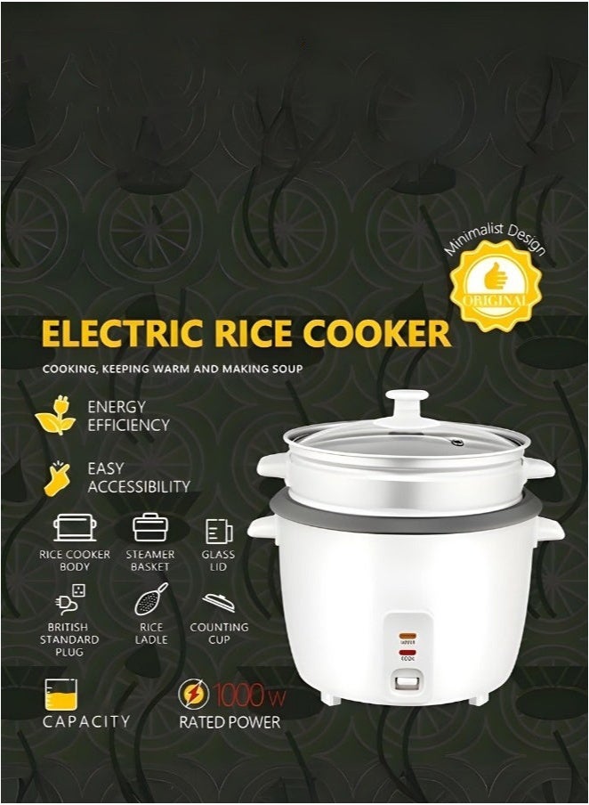 Smart Electric Rice Cooker and Steamer – 2.8 Liter Capacity, 1000W Fast Cooking, Non-Stick Inner Pot, Auto Keep Warm Function – Multi-Purpose Cooker for Rice, Grains, Vegetables, and More  - Image 4