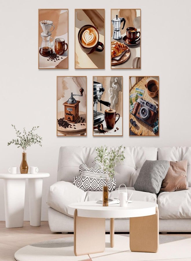 Camocin 6 Pack Paint by Numbers Kit for Adults, Coffee Adult Paint by Number Kits Without Frame for Beginner, Coffee Acrylic Oil Painting by Numbers Kits for Gift Home Wall Decor 8 x 12 Inch - Image 2
