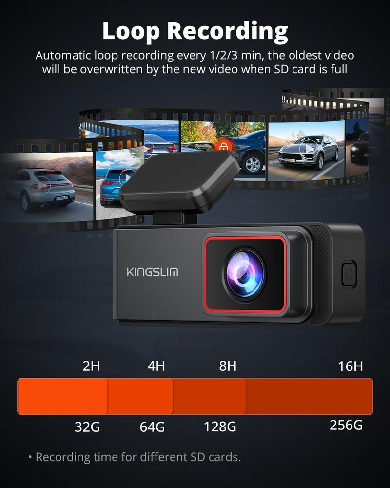Kingslim E4 4K Dash Cam Front and Rear, WiFi Front 4K Rear 1080P Dual Dash Camera for Cars, Mini Dashcam with APP Control, Night Vision, Parking Mode - Image 5