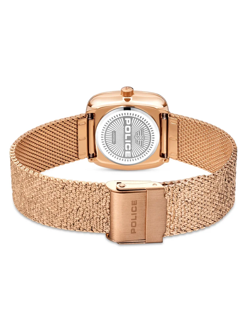 POLICE Police Mea-L01 Grey Dial with Rose Gold Plated Stainless Steel Bracelet Analog Women's Watch