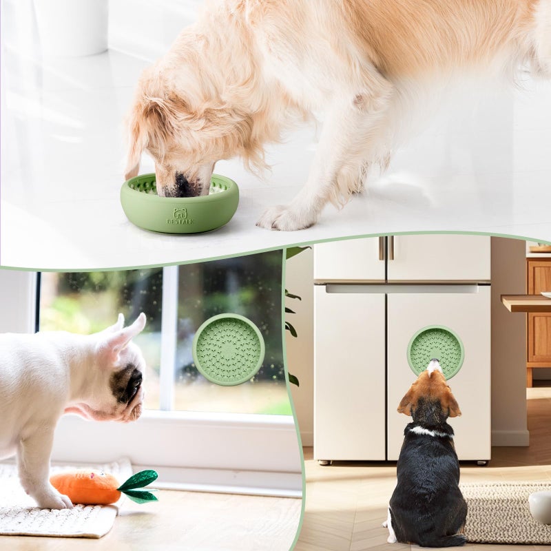 Bestalk Dog Lick Bowl, Bestalk Anxiety Relief Lick Mat for Dogs, Non-Slip Freeze Licking Bowl Enrichment Puzzle Feeder for Distraction, BPA Free Silicone, Dishwasher Safe (Green,S) - Image 5