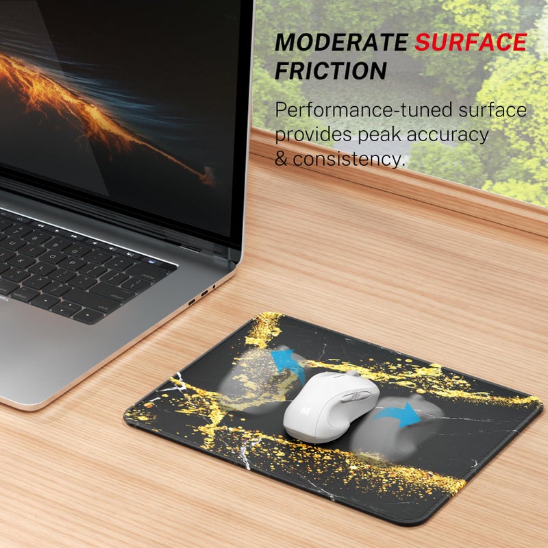 MROCO Mouse Pad [30% Larger] with Anti-Fray Stitched Edges, Premium-Textured Waterproof Surface, Non-Slip Rubber Base, Computer & Gaming Mouse Mat for Laptop, Office & Home, 8.5 x 11 in, Black Gold - Image 2