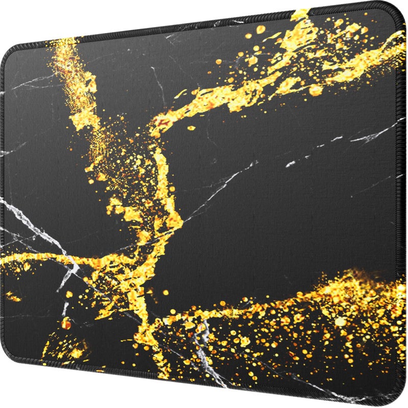 MROCO Mouse Pad [30% Larger] with Anti-Fray Stitched Edges, Premium-Textured Waterproof Surface, Non-Slip Rubber Base, Computer & Gaming Mouse Mat for Laptop, Office & Home, 8.5 x 11 in, Black Gold - Image 1