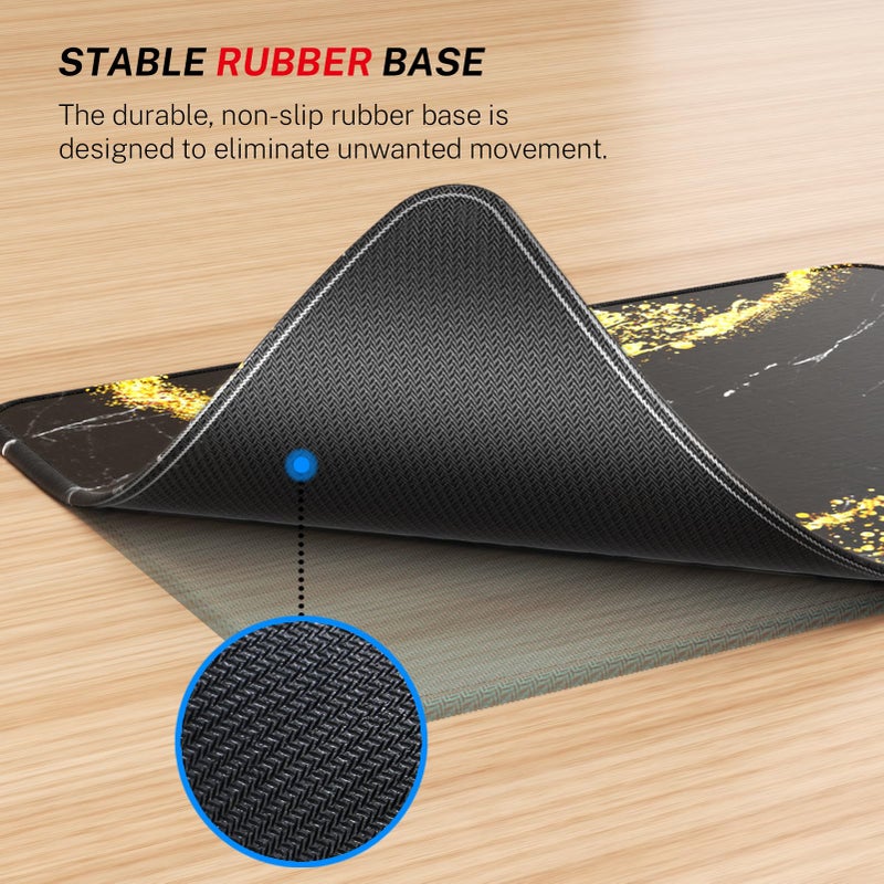 MROCO Mouse Pad [30% Larger] with Anti-Fray Stitched Edges, Premium-Textured Waterproof Surface, Non-Slip Rubber Base, Computer & Gaming Mouse Mat for Laptop, Office & Home, 8.5 x 11 in, Black Gold - Image 4