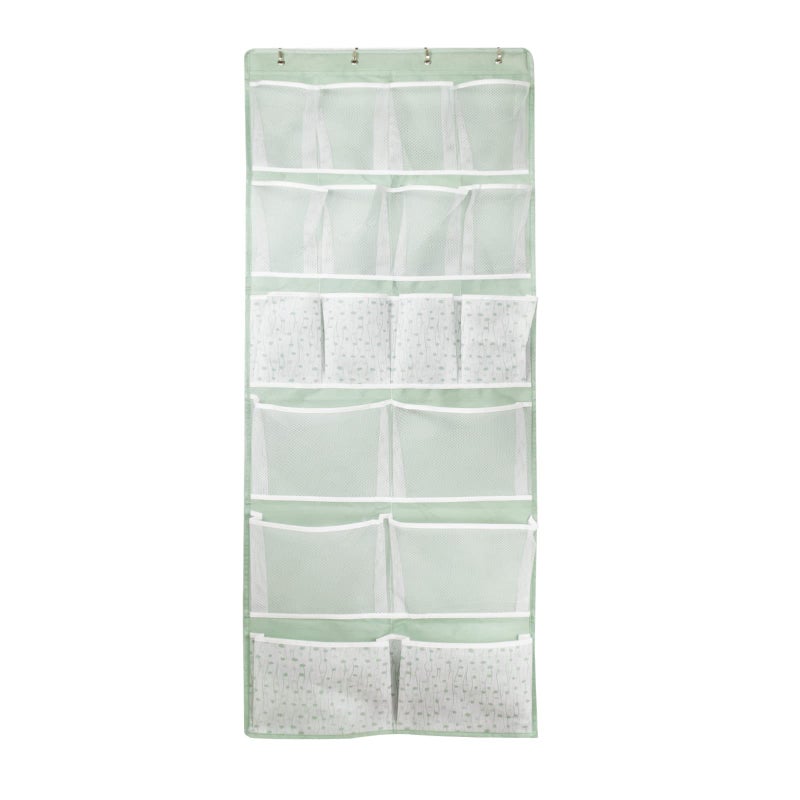 18 Pockets Over the Door Organizer with 4 Kind PocketsBehind Door Shoes RackBack of Closet Storage Organization for SocksHatUnderwearLuggage PackingHanging Holder Shelf in Home DormTravelGreen