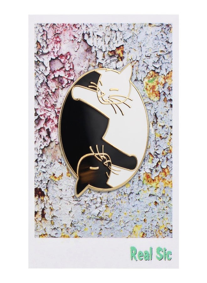 REAL SIC Yin Yang Cat Pin - White & Black Cat Enamel Pin - Cute, Kawaii Feel Good Gift for Cat Lovers Lapel Pin - Premium Pin for Jackets, Backpacks, Bags, Hats & Tops - Image 2