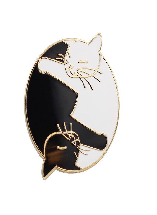 REAL SIC Yin Yang Cat Pin - White & Black Cat Enamel Pin - Cute, Kawaii Feel Good Gift for Cat Lovers Lapel Pin - Premium Pin for Jackets, Backpacks, Bags, Hats & Tops - Image 1