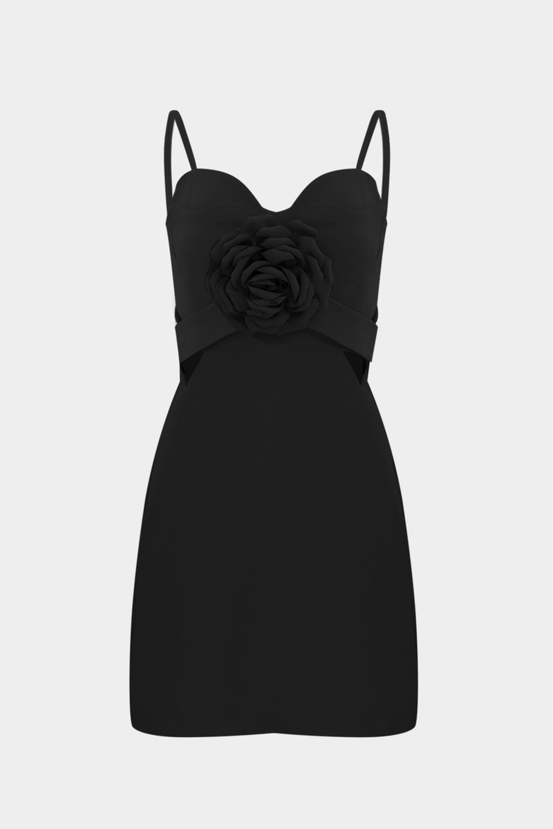 Açelya Okcu Premium Rose Detailed Strap Mini Women's Dress - Image 1