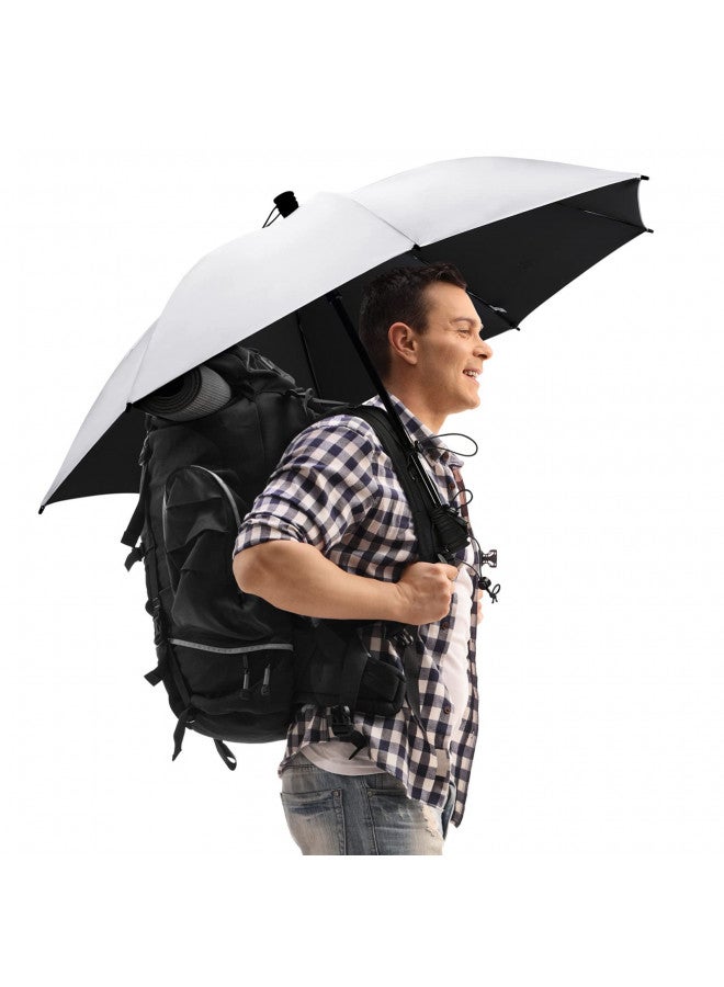 G4Free 46 Inch Large Hiking Umbrella Ultralight UV Silver Reflective Full-size Trekking Backpacking Umbrella (Silver/Black) - Image 1