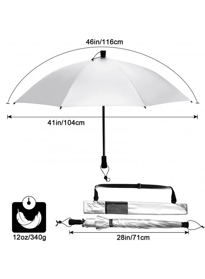 G4Free 46 Inch Large Hiking Umbrella Ultralight UV Silver Reflective Full-size Trekking Backpacking Umbrella (Silver/Black) - Image 2
