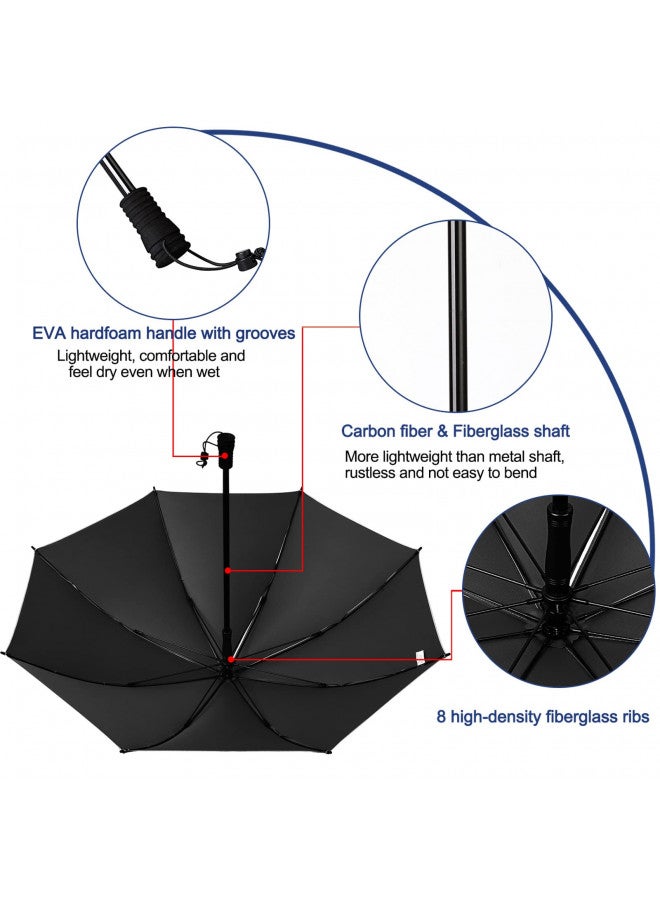 G4Free 46 Inch Large Hiking Umbrella Ultralight UV Silver Reflective Full-size Trekking Backpacking Umbrella (Silver/Black) - Image 3