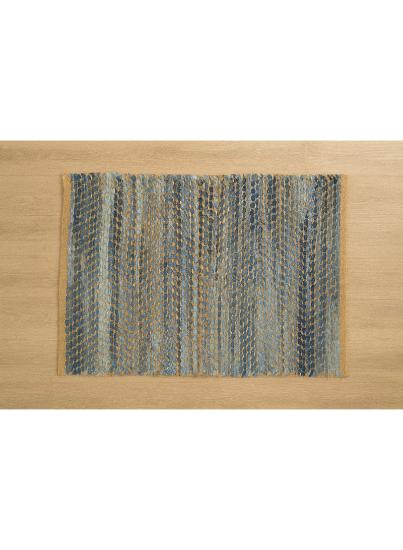 Indian rug, 65% jute and 35% cotton – modern design with rainy stripes - Image 3