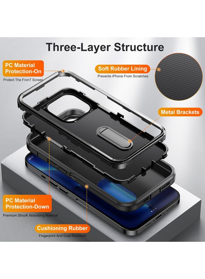 S-TOP Case For iPhone 13 Pro Max 3 in 1 Rugged Holder Phone Case - Image 4