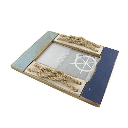 Zhenzan Frames 4x6 Inches Nautical Wood Family Picture Frame with Jute Rope Decoration (Blue C) - Image 4
