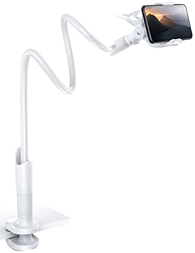 Lamicall Phone Holder, Gooseneck Mount, Compatible with 4-7'' Smartphones and Desktops, Adjustable Arm and Non-Slip Base, Easy to Install and Use - Image 1
